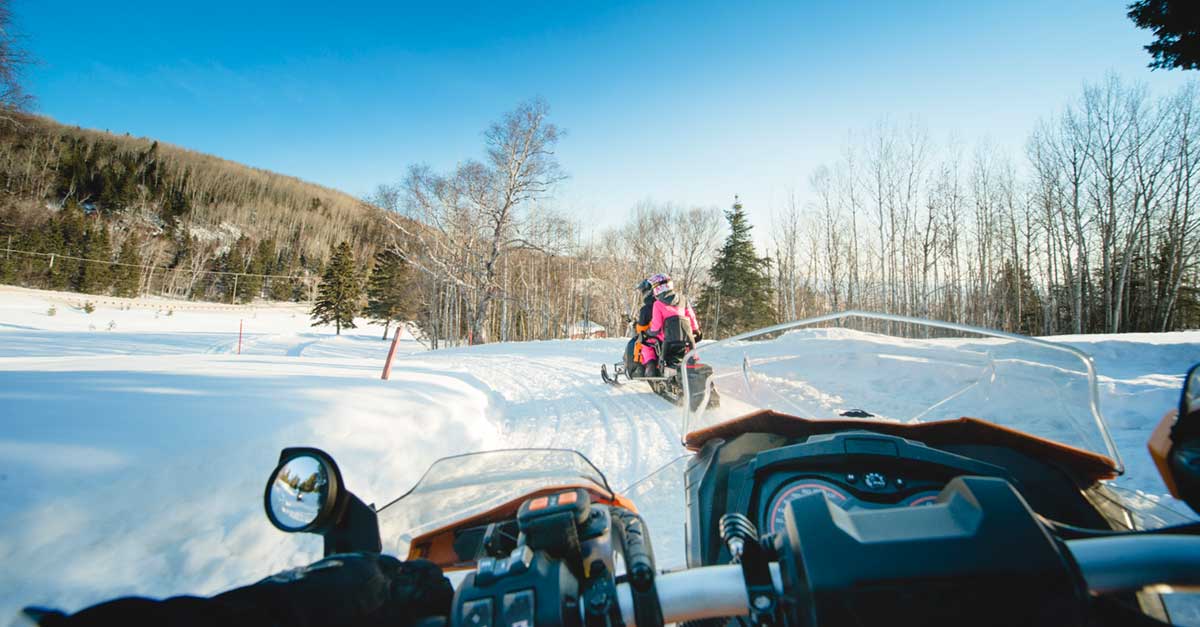 Snowmobilers on the trails in La Malbaie